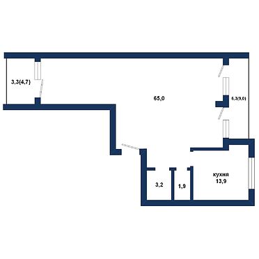 Трёхкомнатная квартира, пр-т Республики - 230418, план 1