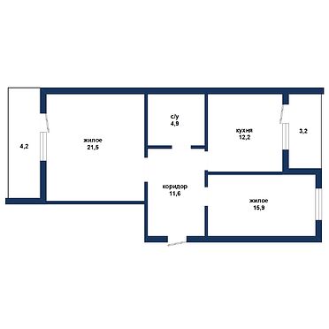 Продается 2-х комнатная квартира пр. Дзержинского, 20 - 440019, план 1