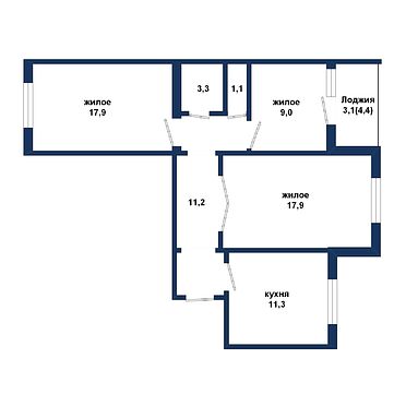 Красивая 3-комнатная квартира ул. М.Лосика - 420037, план 1