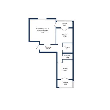 Ж/К МИР Трехкомнатная квартира, Магистральная ул. - 650018, план 1