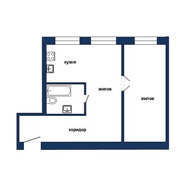 2-комнатная квартира для перевода в нежилой фонд - 230569b, план 1