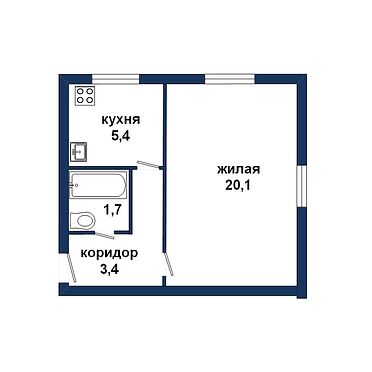 Однокомнатная квартира-, Красногвардейская ул. - 230679, план 1