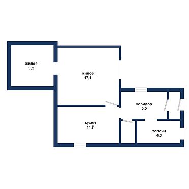 Уютная квартира в доме с двумя комнатами - 520097, план 1